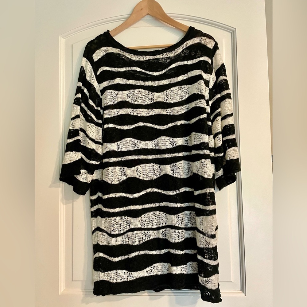 Vertigo Paris Black and White Striped Knit Dress